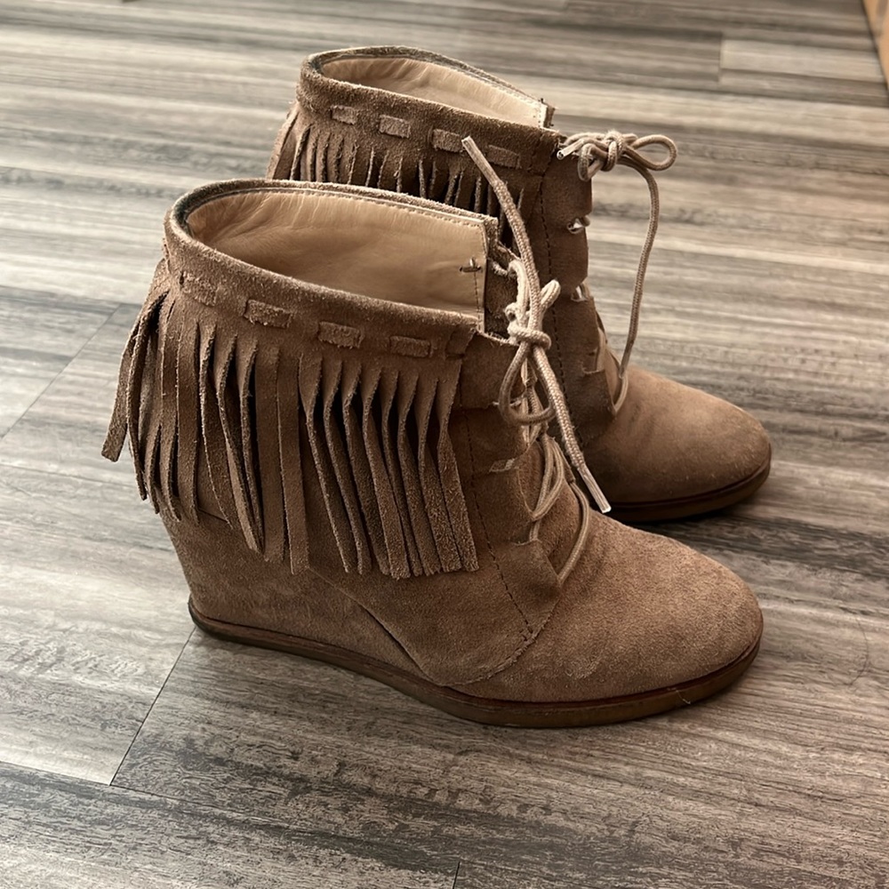 Zara suede fringe booties